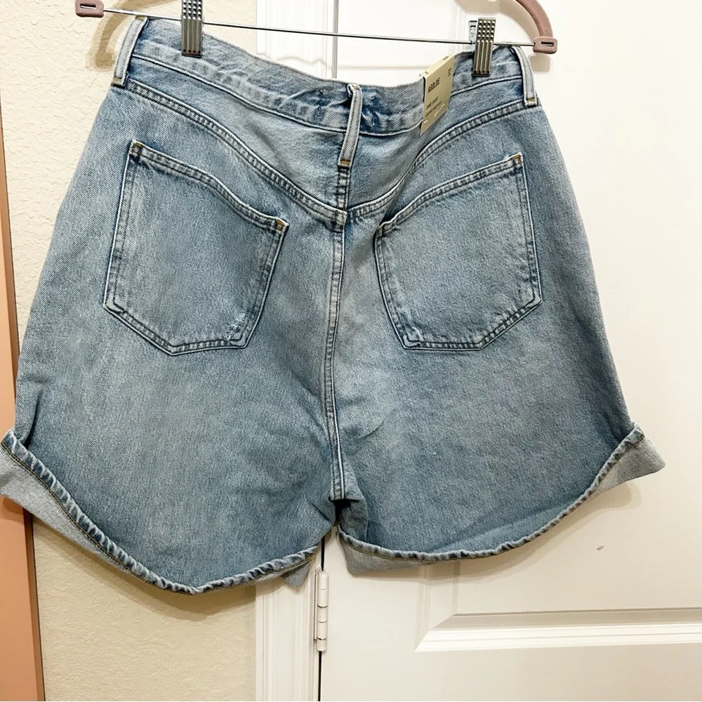 NWT Agolde Dame Denim Shorts High Rise Baggy Cuff Tension